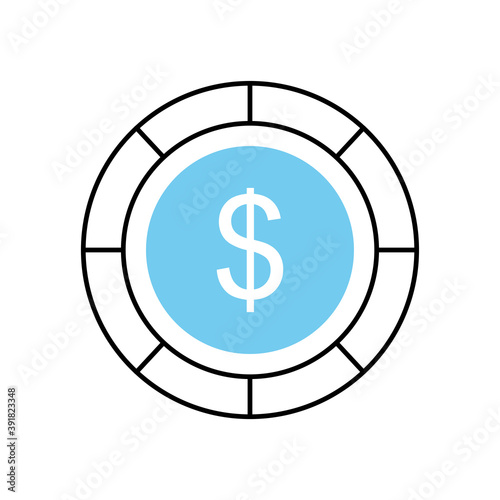 money coin icon, half line half color style