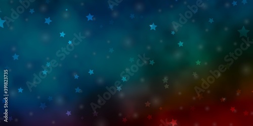 Light Blue, Red vector layout with bright stars.