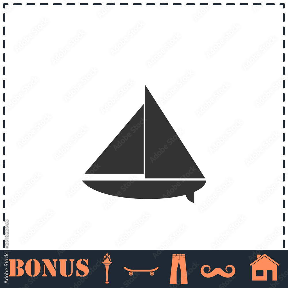 Sailing boat icon flat Sailing boat icon flat