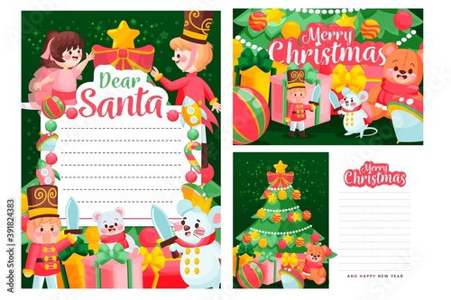 hand drawn christmas stationery template