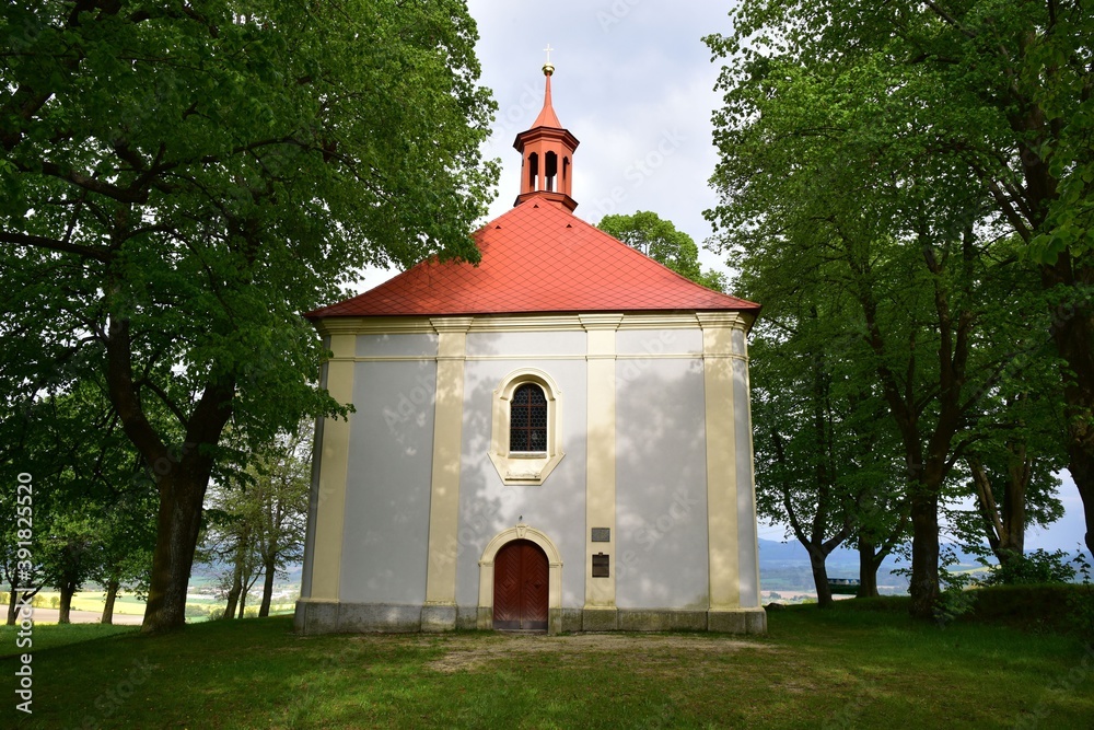 St Laurence's Church in Vesela hora (Vesela Mountain) near Domazlice is a pilgrimage church that is also locally called Svaty Vavrinecek (Saint Little Laurence).
