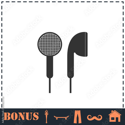 Vacuum headphones icon flat