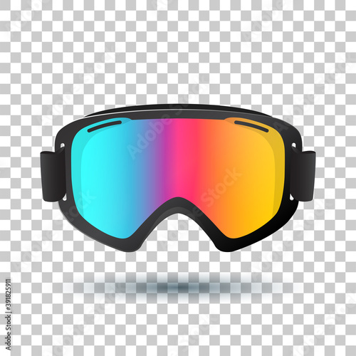 Motocross or mountain bike goggles with polarized lens islolated on transparent background. Vector Illustration.