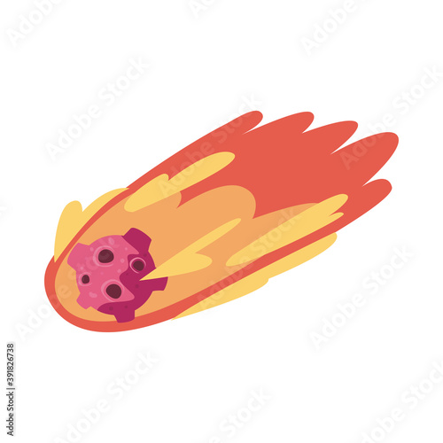 flame meteorite on white background