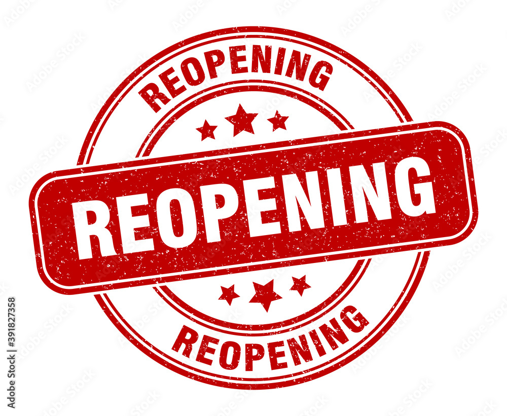 reopening stamp. reopening label. round grunge sign reopening stamp. reopening label. round grunge sign