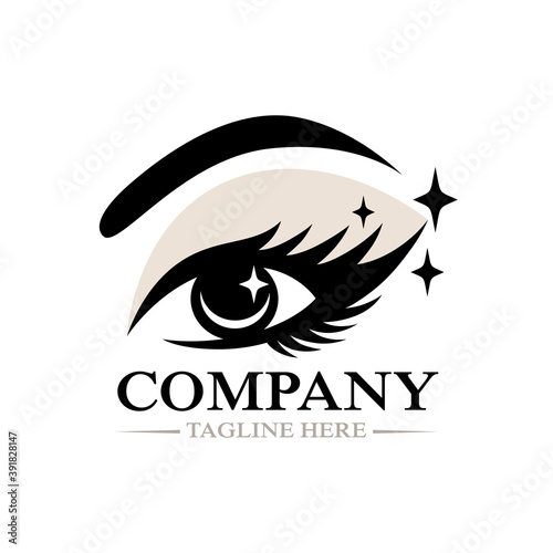 Modern Beautiful female eye and eyelashes logo.Vector illustration.