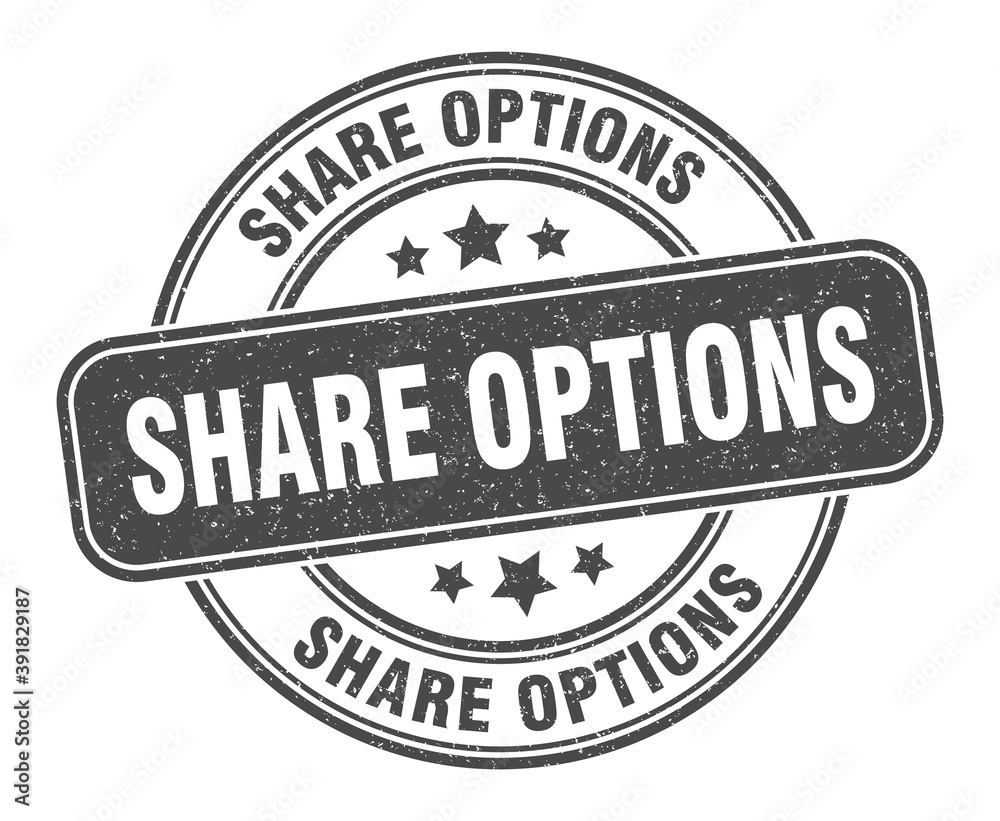 share options stamp. share options label. round grunge sign