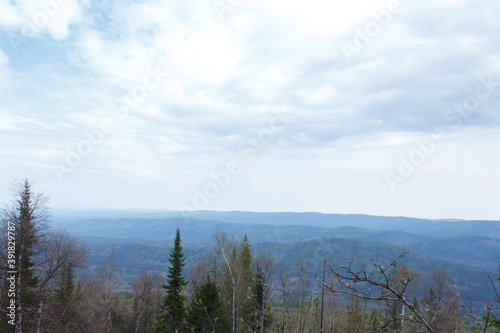 forest in the mountains. Rassypnaya mountain in Bashkortostan