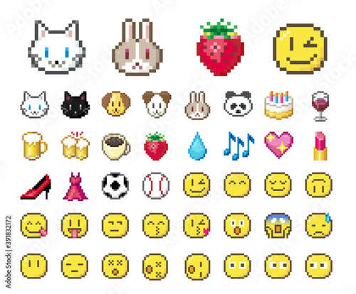 emoji (Pixel art style vector illustration)