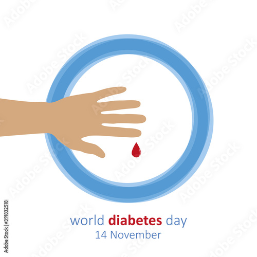 hand and blood drop world diabetes day 14 november vector illustration EPS10