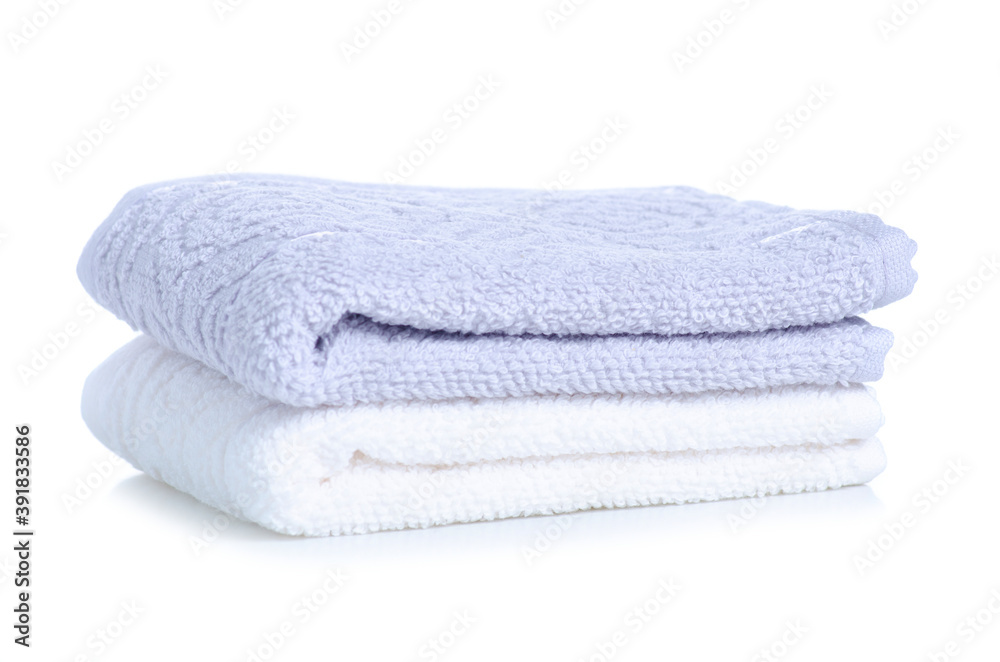 Stack hand towels on white background isolation