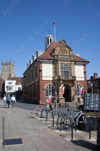 The town centre in Marlborough, Wiltshire, UK