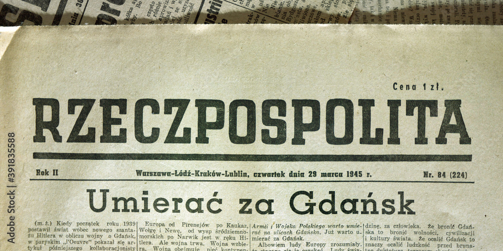 "Rzeczpospolita" - 1945 - ogólnopolski dziennik wydawany w latach 1944-1950									
							
 - obrazy, fototapety, plakaty 