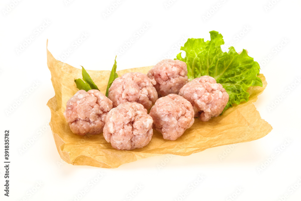Homemade raw pork minced meatball for cooking Homemade raw pork minced meatball for cooking