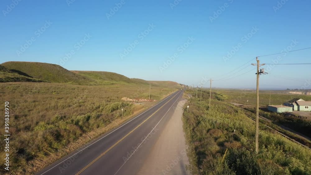 Pacific Coast Highway near Pigeon Point Lighthouse Southern California Drone View Pacific Coast Highway near Pigeon Point Lighthouse Southern California Drone View