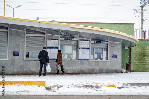 snowfall at the railway station