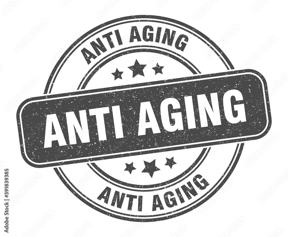 anti aging stamp. anti aging label. round grunge sign