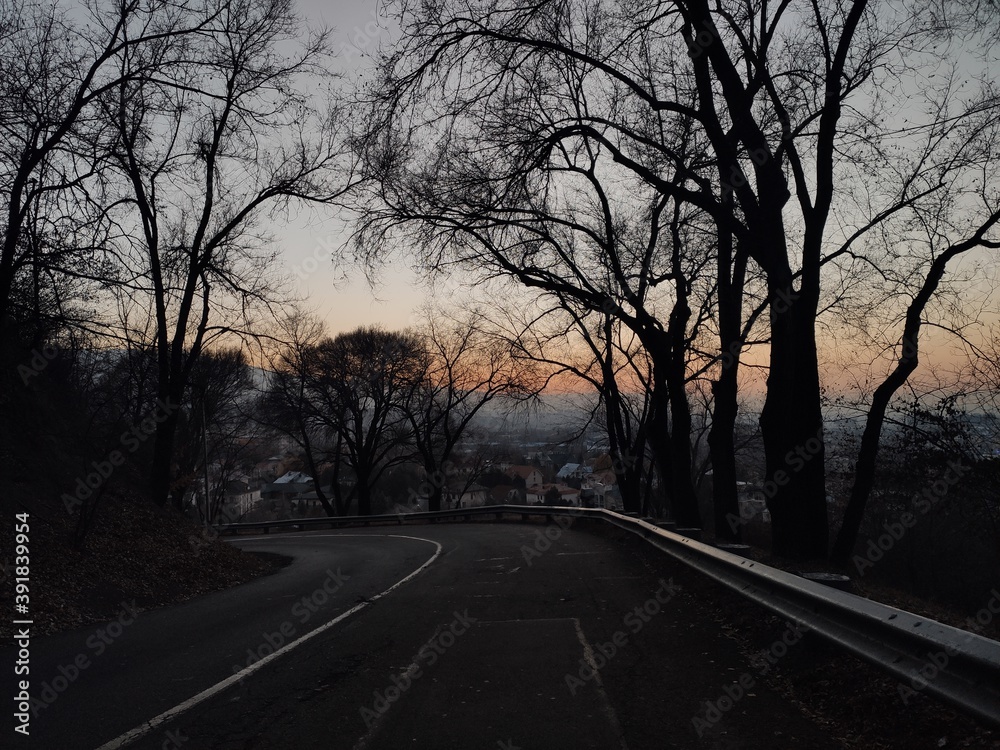 sunset in winter