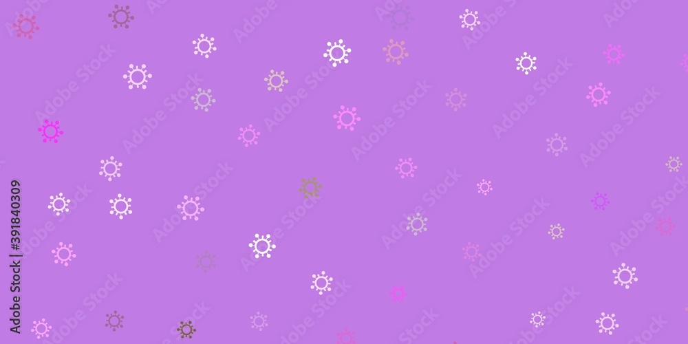 Light pink, green vector backdrop with virus symbols.