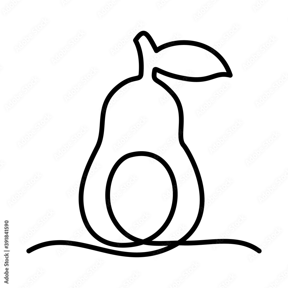 one line design of pear icon