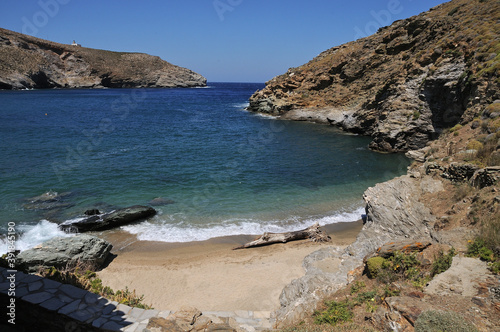 The beach of Achla on the island of Andros Cyclades Greec