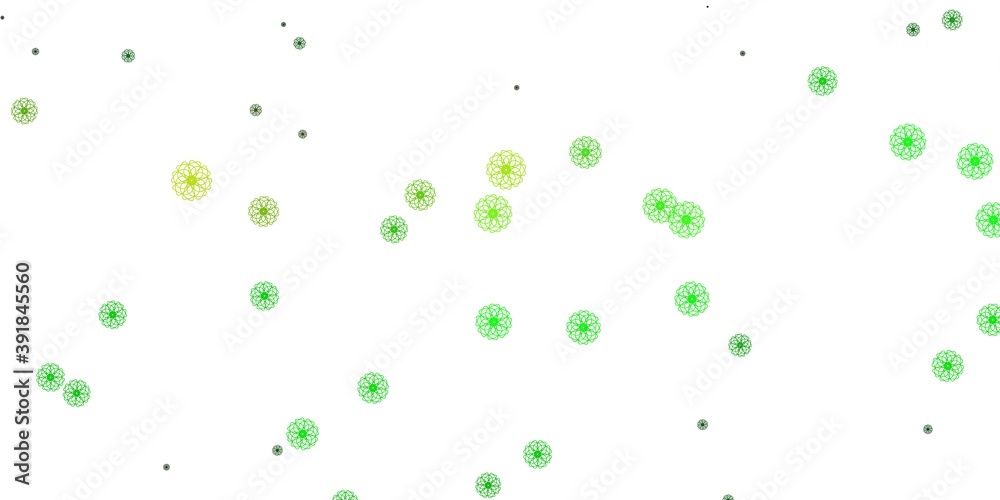 Light Green, Yellow vector natural artwork with flowers. Light Green, Yellow vector natural artwork with flowers.