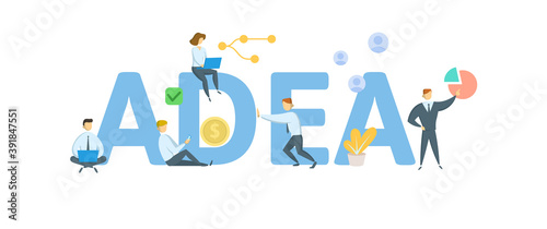 ADEA, Age Discrimination in Employment Act. Concept with keywords, people and icons. Flat vector illustration. Isolated on white background.