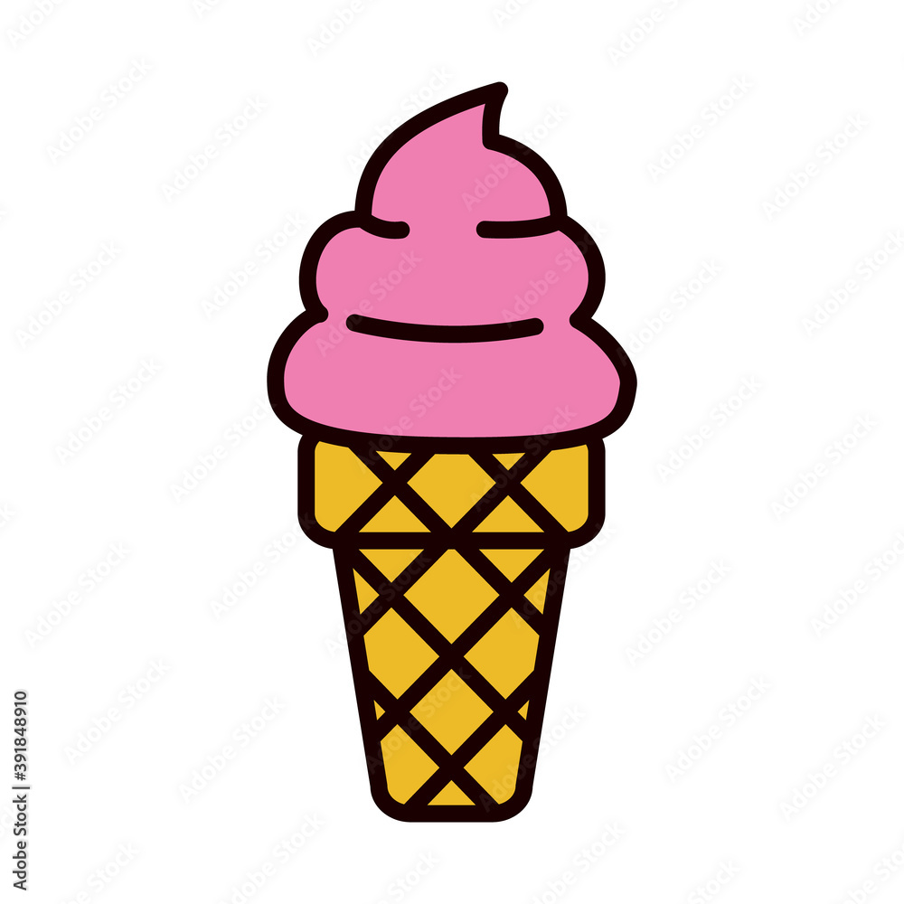 ice cream cone icon, line and fill style