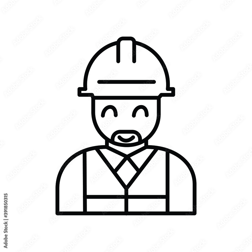 A worker with helmet Avatar line icon