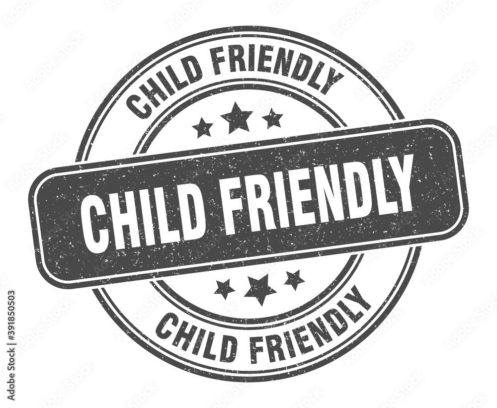 child friendly stamp. child friendly label. round grunge sign