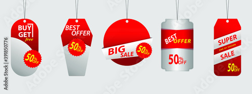 Set of realistic sale, discount and price tags, shopping labels template, best buy sale promotion offers flaming label frame illustration