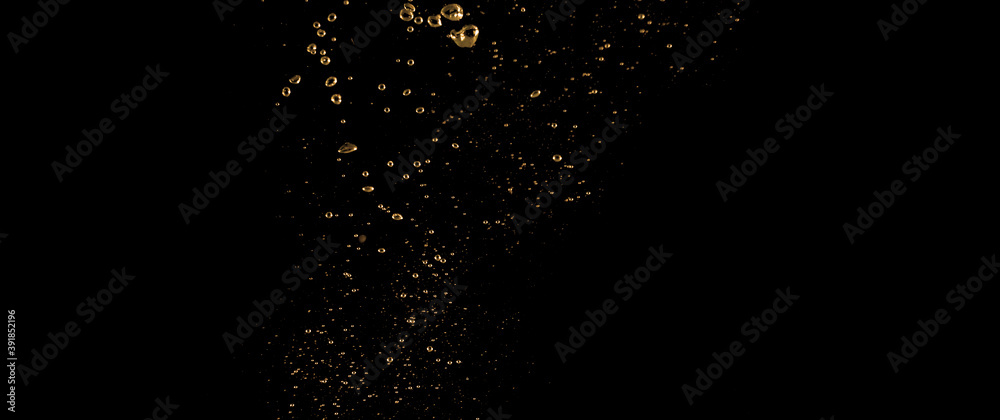 Obraz premium Close up images of oil bubbles from diesel gasoline splashing and floating up to the air on black background for represent power of fuel liquid that active and powerful.