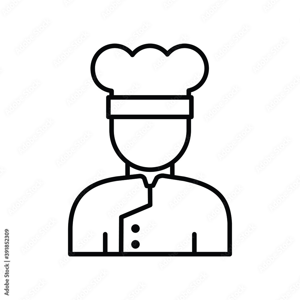 chef wearing hat avatar line icon chef wearing hat avatar line icon