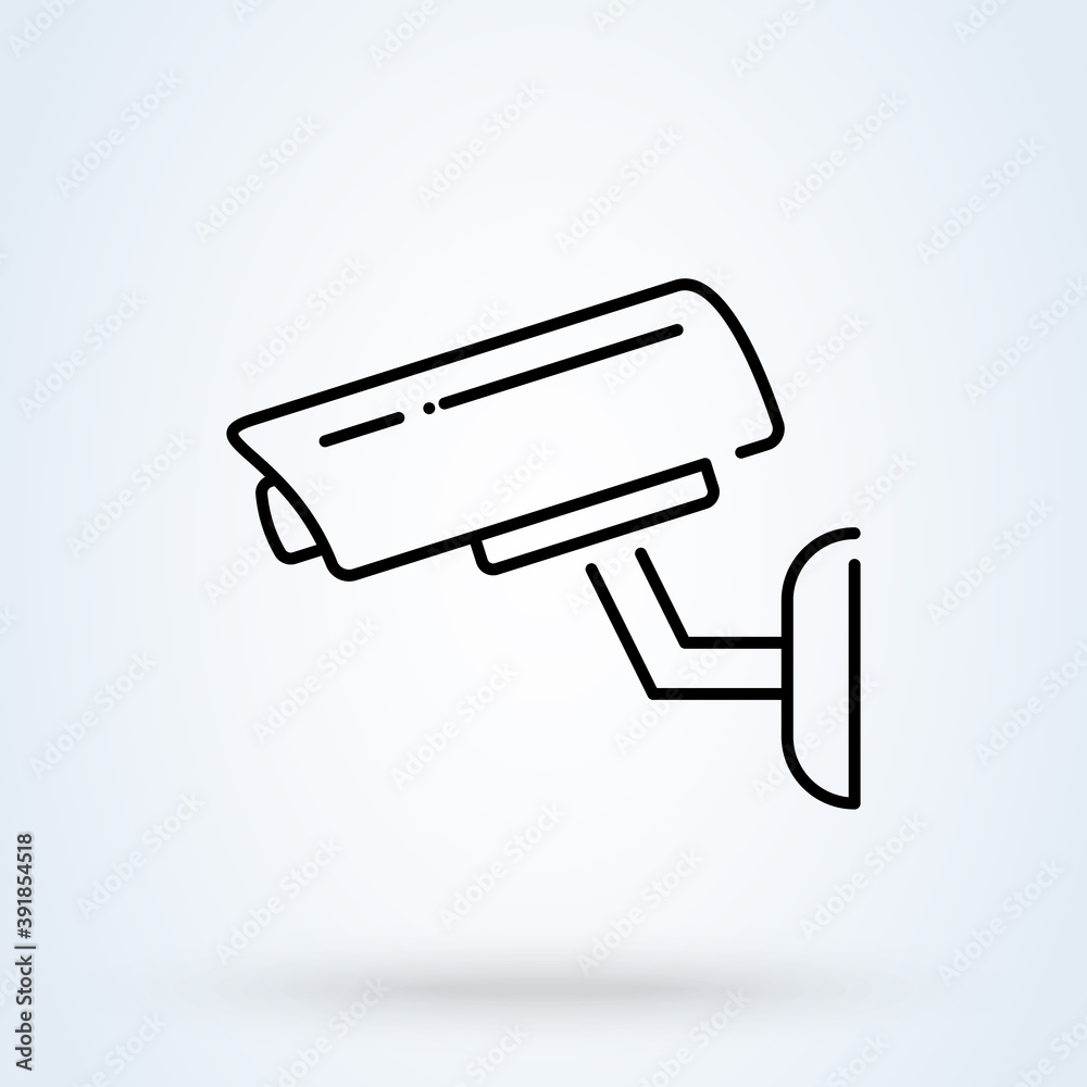 Fixed CCTV sign line icon or logo. Security Camera concept. Surveillance camera vector linear illustration. Fixed CCTV sign line icon or logo. Security Camera concept. Surveillance camera vector linear illustration.