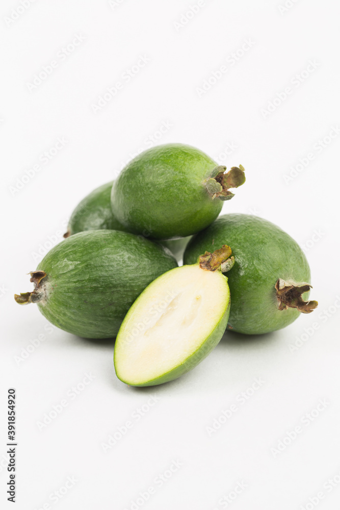 Feijoa fruit on white background Feijoa fruit on white background