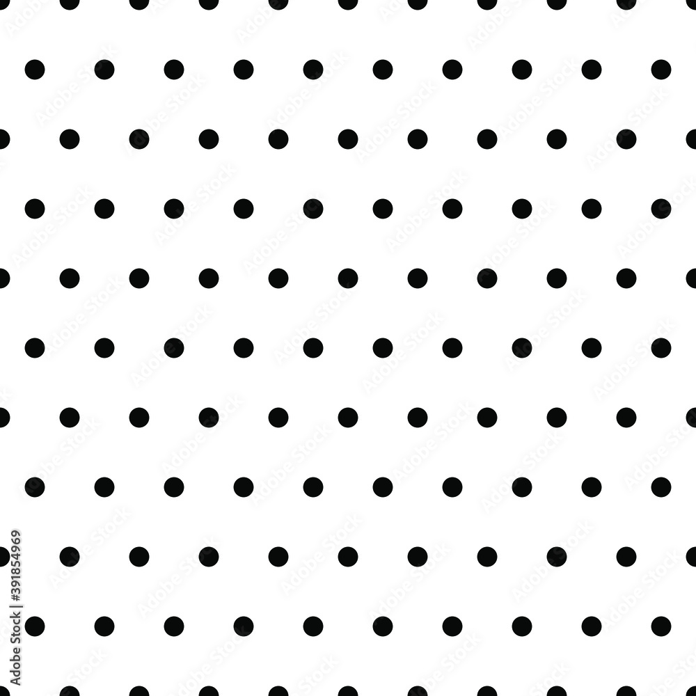 Seamless polka dot pattern background. Black dots on white background. Seamless polka dot pattern background. Black dots on white background.