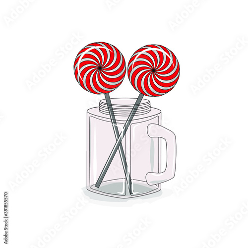 Ledinets. Candy on a stick. Isolated white background. Sweets.