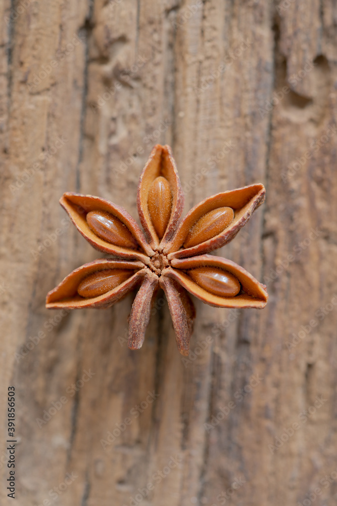Star anise on wooden background Star anise on wooden background