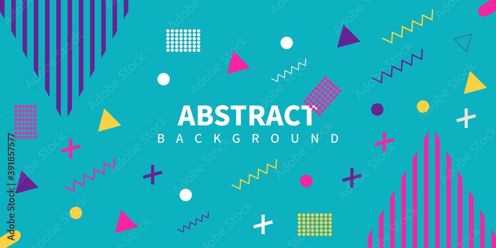 abstract Memphis style retro background with multicolored simple geometric shapes. Vector Illustration abstract Memphis style retro background with multicolored simple geometric shapes. Vector Illustration