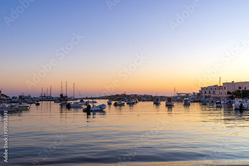 sunset at the port of Lampedusa