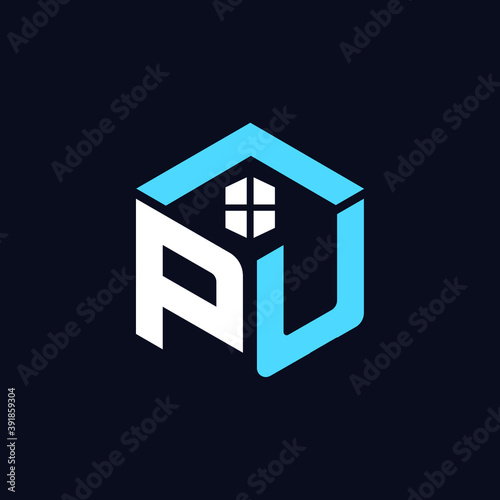 PU Letter Real Estate and Property Logo and Icon Design Vector for Branding and Website Favicon