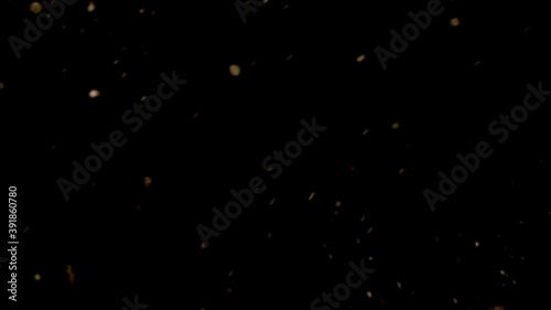 Animated Gold Dust Motion Overlay, Defocused Glitter Glow Snowflakes, Magic Slow Sparkles, Particals, Blurred Natural Falling. Use a Screen Overlay Blending Mode.
