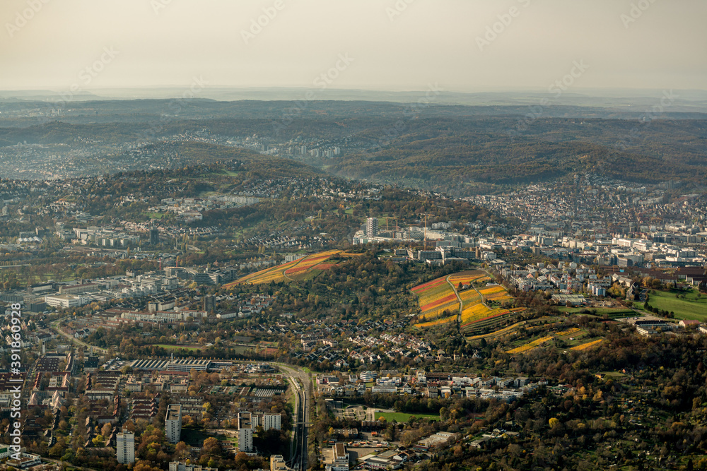 Luftaufnahme Weinberge im Herbst in Stuttgart