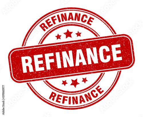 refinance stamp. refinance label. round grunge sign