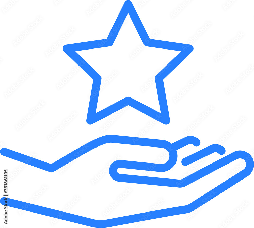 star on the hand icon, outline high reward, status good quality, star shine, thin line web symbol on white background - editable stroke vector illustration eps 10 star on the hand icon, outline high reward, status good quality, star shine, thin line web symbol on white background - editable stroke vector illustration eps 10