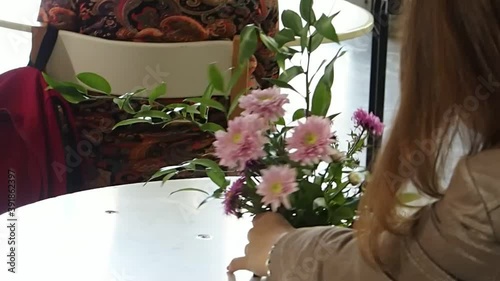 Compilation of ikebana from autumn colors of asters.