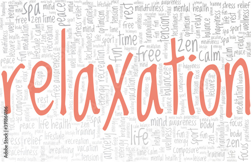 Relaxation vector illustration word cloud isolated on a white background.