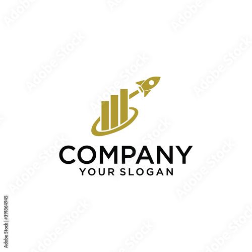 moverich logo, creative chart and take off rocket vector
