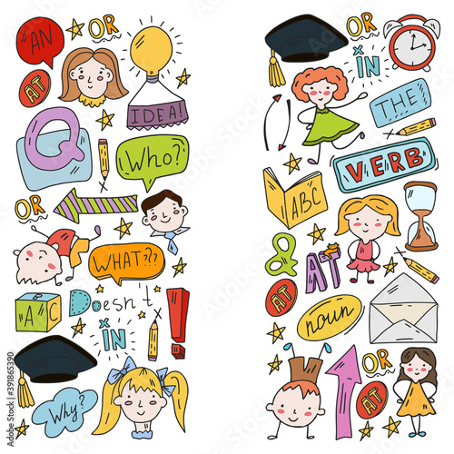 Concept of learning English. Flat design, vector pattern.
