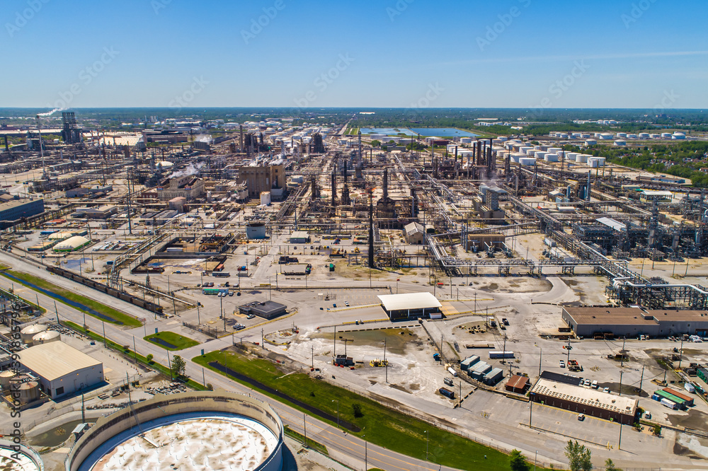 Fototapeta premium Aerial Overhead view of Petroleum Refinery Facilities